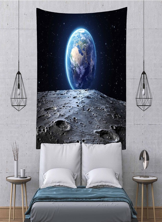 Loccor Galaxy Tapestry Space Wall Tapestry View of Blue Earth from the Moon Surface Furnished by NASA Tapestries Planet Stars Out Space Party Backdrop for Bedroom Living Room Dorm Decor 60x40 Inches - Image 5