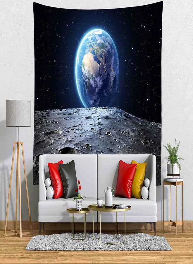 Loccor Galaxy Tapestry Space Wall Tapestry View of Blue Earth from the Moon Surface Furnished by NASA Tapestries Planet Stars Out Space Party Backdrop for Bedroom Living Room Dorm Decor 60x40 Inches - Image 4