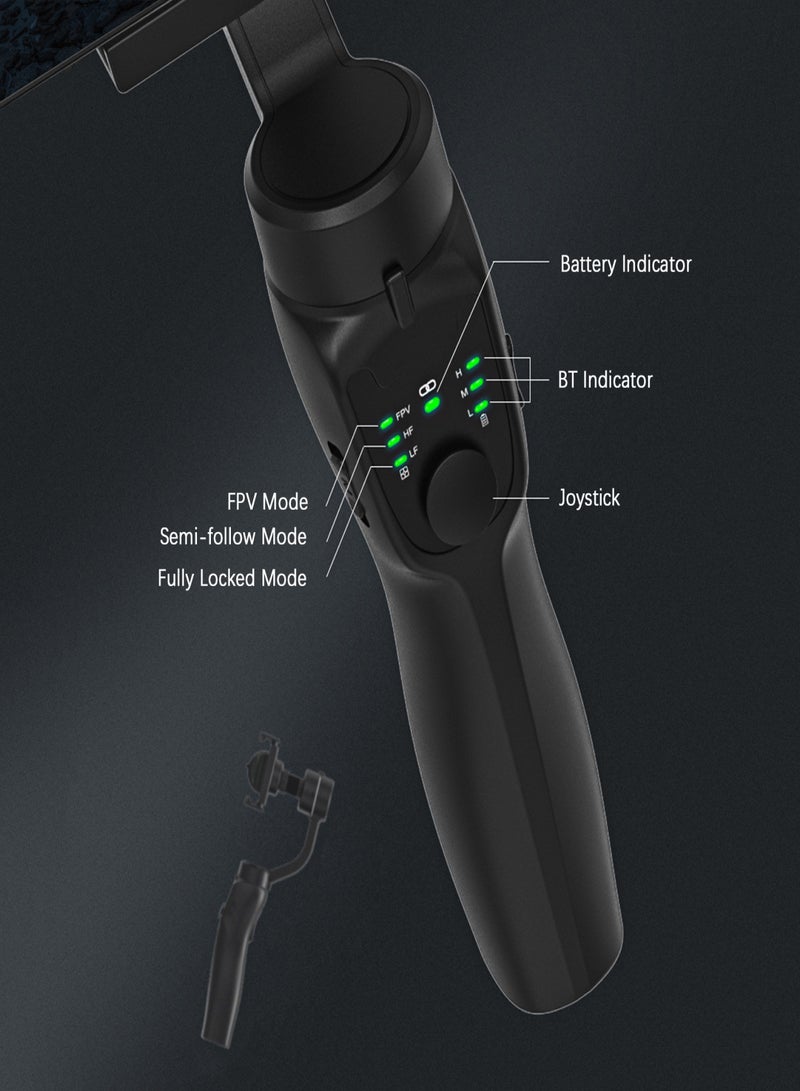 Handheld 3-Axis Smartphone Gimbal Stabilizer Anti-shake Vertical/ Horizontal Use Built-in Battery with Mini Tripod Stand Replacement for iPhone 13/12/11/10 - Image 4