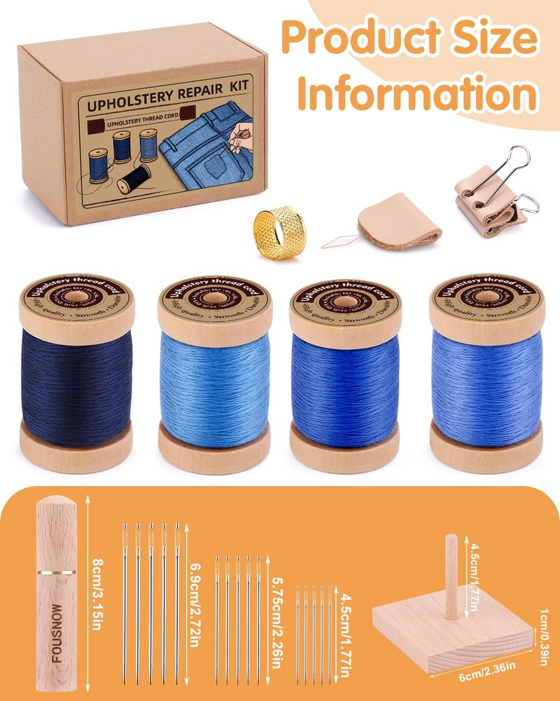 FOUSNOW Upholstery Repair Kit, Sewing Kit with Blue Sewing Threads, Professional Heavy Duty Sewing Kit for Home Repair Sewing Denim Clothes, Denim Bags, Jacket, Shoes, Wallets Crafts - Image 2