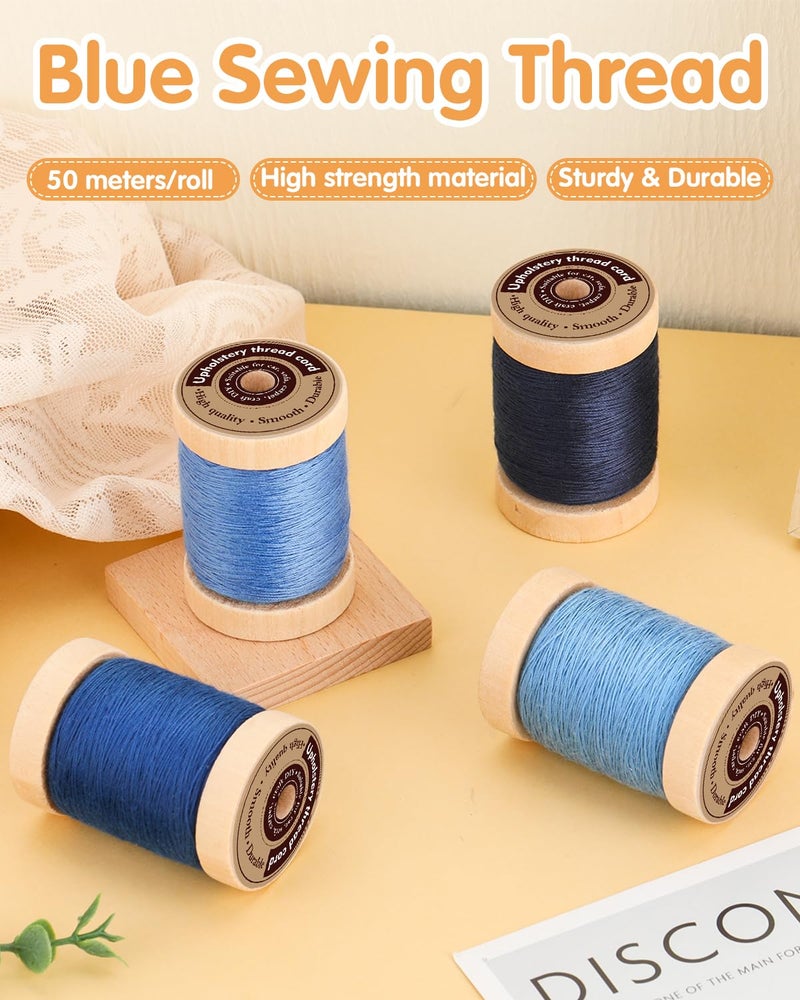 FOUSNOW Upholstery Repair Kit, Sewing Kit with Blue Sewing Threads, Professional Heavy Duty Sewing Kit for Home Repair Sewing Denim Clothes, Denim Bags, Jacket, Shoes, Wallets Crafts - Image 4
