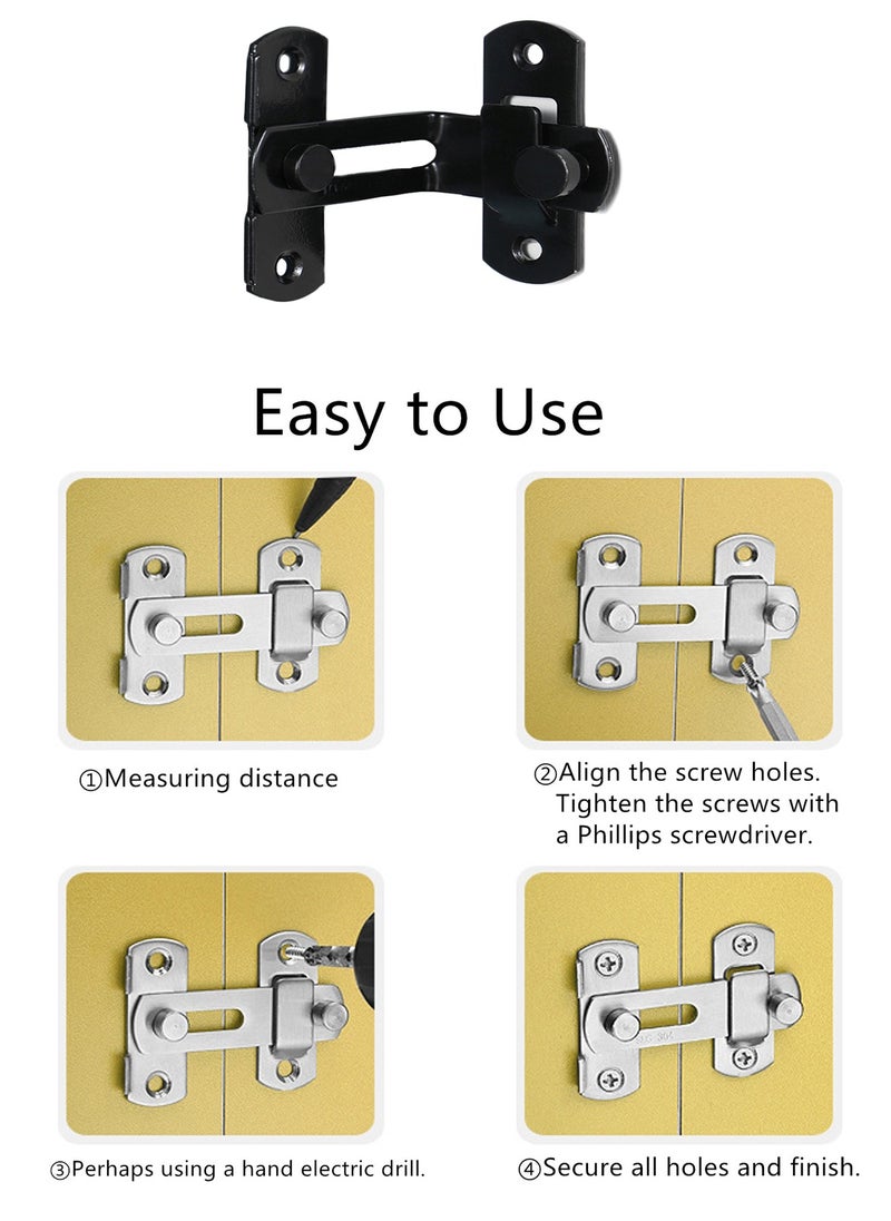 2 Pack Black l Right Angle Buckle Gate Lock Latch Flip Window Lock Safety Door Bolt Latch for Home Garden Garage (4 Inch)  - Image 4