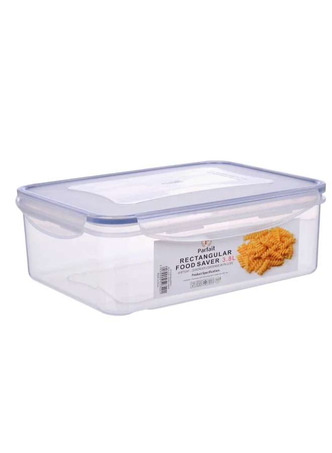 PARFAIT Rectangular Airtight Leak-Proof Food Container Clear and Blue 3.8 Liter YH282109PP5