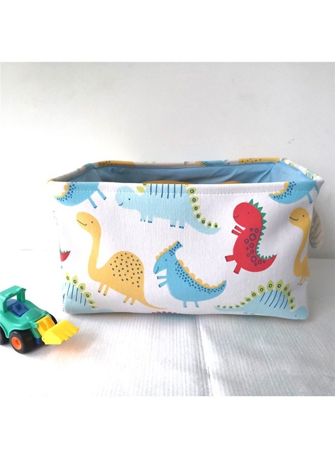 yongsheng Dinosaur Printed Storage Basket White/Green/Red 40x28x22cm，Rectangle Storage Basket Cute Canvas Organizer Bin for Pet/Children Toys, Books, Clothes Perfect for Rooms/Playroom  - Image 2