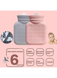 Arabest Hot Water Bottle with Soft Cover, Small Lovely and Reusable Hot Water Bottle, Portable Removeable and Washable Hand Warmers with Knit Bottle Covers for Indoor and Outdoor (Pink)  - Image 3