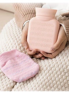 Arabest Hot Water Bottle with Soft Cover, Small Lovely and Reusable Hot Water Bottle, Portable Removeable and Washable Hand Warmers with Knit Bottle Covers for Indoor and Outdoor (Pink)  - Image 2