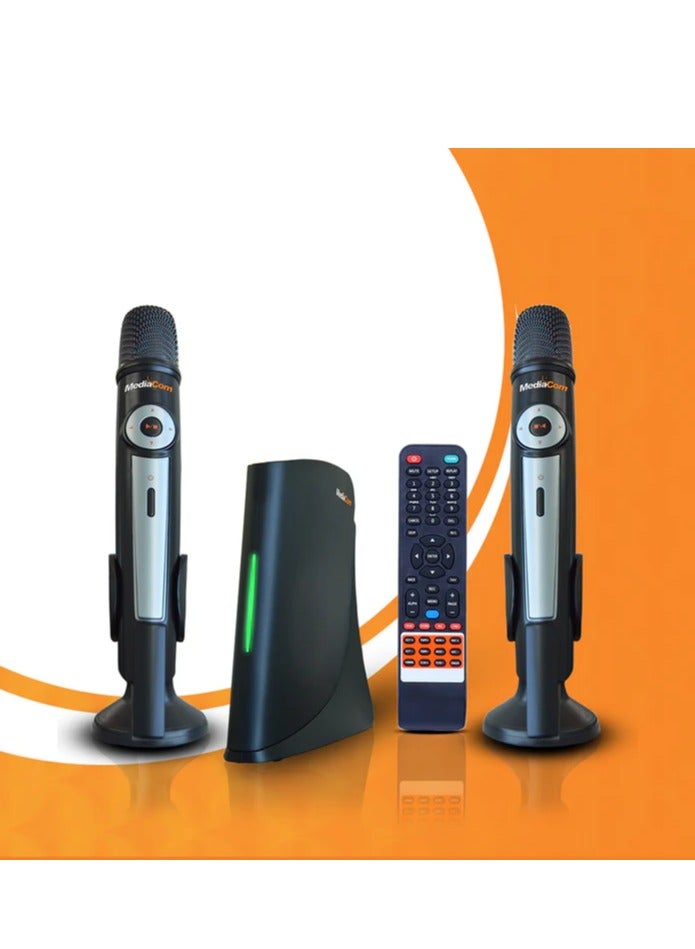 MediaCom Premium HD Karaoke Player with 13,350 English Songs, 5,346 Tagalog Songs, and Over 22,000 Tracks in Multiple Languages, Wi-Fi, Dual Wireless Mics, and YouTube Access MCI-8200TW Black - Image 1