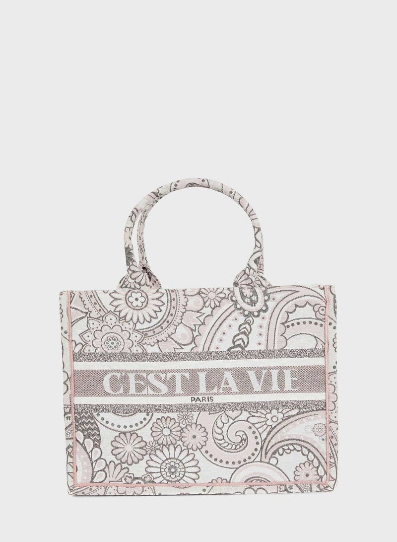 DeFacto Printed Tote Bag - Image 1