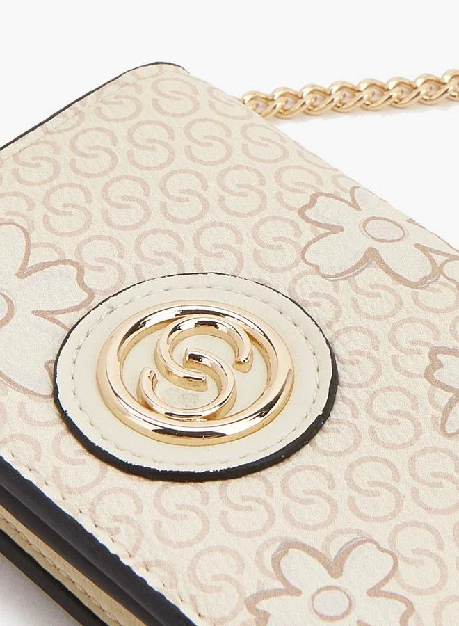 Celeste IVORY Monogram Print Wallet With Button Closure for Women | Best Price UAE