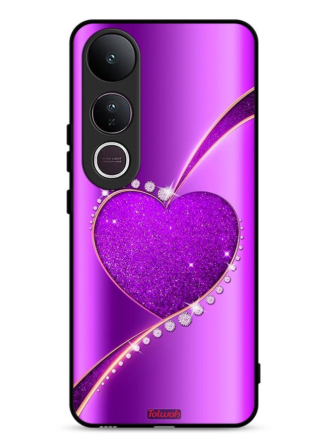 غطاء واقي لهاتف فيفو V50 لايت مع لمسة جليتر على شكل قلب