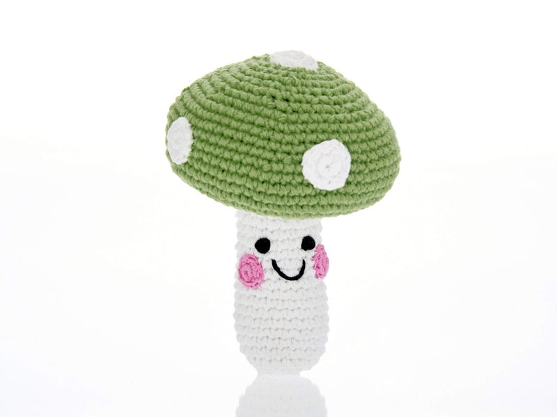 Pebble 200-005CA Handmade Crochet Friendly Toadstool, Fair Trade, Machine Washable, Green