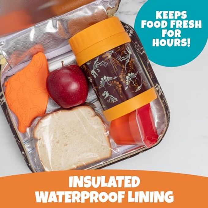 Bentology Insulated Lunchbox Kit W Matching Reusable Thermos Food Jar & Hard Freezer Ice Packkids Thermal Lunch Bag W Clip On Handleeasy To Clean Water-Resistantmini Cooler Toteback To School - Image 5