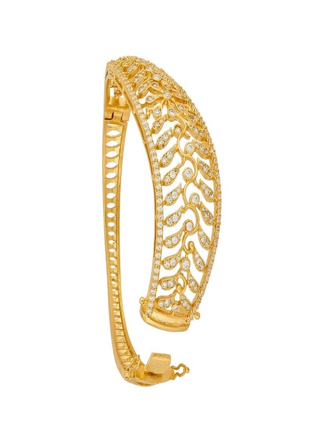 KUSHAL'S Fashion Jewellery White Gold Polished Copper Zircon Kada, Best for Casual Wear & Special Occasion- 455437 - Image 3