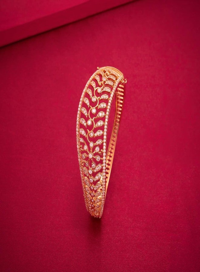 KUSHAL'S Fashion Jewellery White Gold Polished Copper Zircon Kada, Best for Casual Wear & Special Occasion- 455437 - Image 5