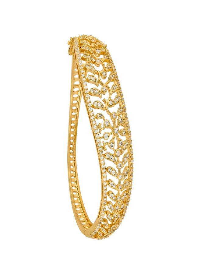 KUSHAL'S Fashion Jewellery White Gold Polished Copper Zircon Kada, Best for Casual Wear & Special Occasion- 455437 - Image 1