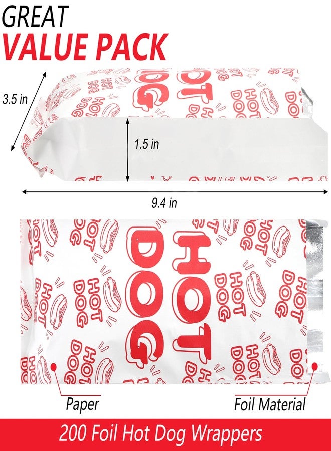 ZENFUN زينفون 200 قطعة من أغلفة الهوت دوغ، أكمام هوت دوغ من الألمنيوم، أكياس هوت دوغ مقاومة للدهون، غلاف طعام قابل للتخلص منه للوجبات السريعة، شاحنات الطعام، عربات الطعام، بار الوجبات الخفيفة، الكرنفال، 9.4x3.5x1.5 بوصة - Image 2