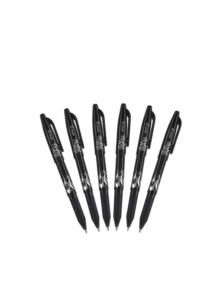 PILOT PILOT 6-Piece Frixion Erasable Ball Pen 0.7mm Tip Black Ink 