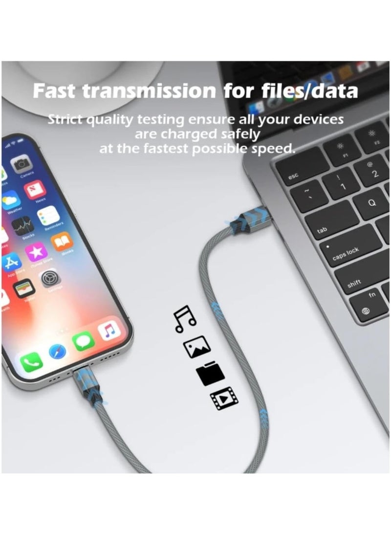 لدنيو كابل بيانات سريع الشحن LC441C بقوة 65 واط من النوع C إلى النوع C بطول 1 متر مع خاصية منع ارتفاع درجة الحرارة - رمادي - Image 3