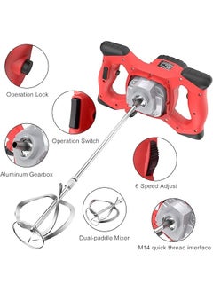 erorex 2 Electric Cement Mixer Stirrer 6 Speed Handheld Concrete Mixer For Mortars Paint Mud Grout 800Rpm Eu Plug  - Image 2