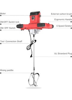 erorex 2 Electric Cement Mixer Stirrer 6 Speed Handheld Concrete Mixer For Mortars Paint Mud Grout 800Rpm Eu Plug  - Image 4