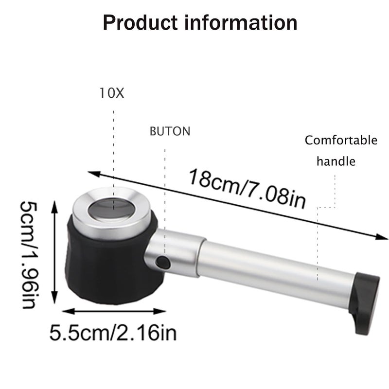 Rongon Jewelers Loupe Magnifiers 10X Magnifying Glass with Light Magnifying Lens with Light Scale and Measure Scale for Jewelry, Seniors Read, Map, Stamps, Macular Degeneration, Inspection - Image 2