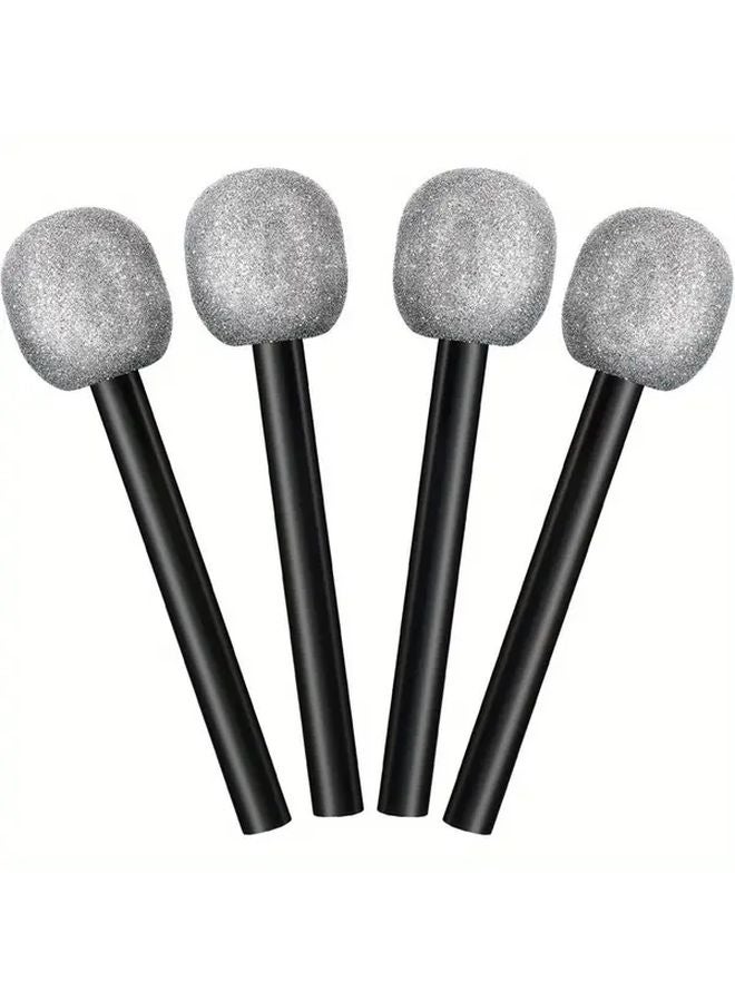 Silvery Glowing Microphone Prop For Rock Singer Halloween Party Performance - Image 1