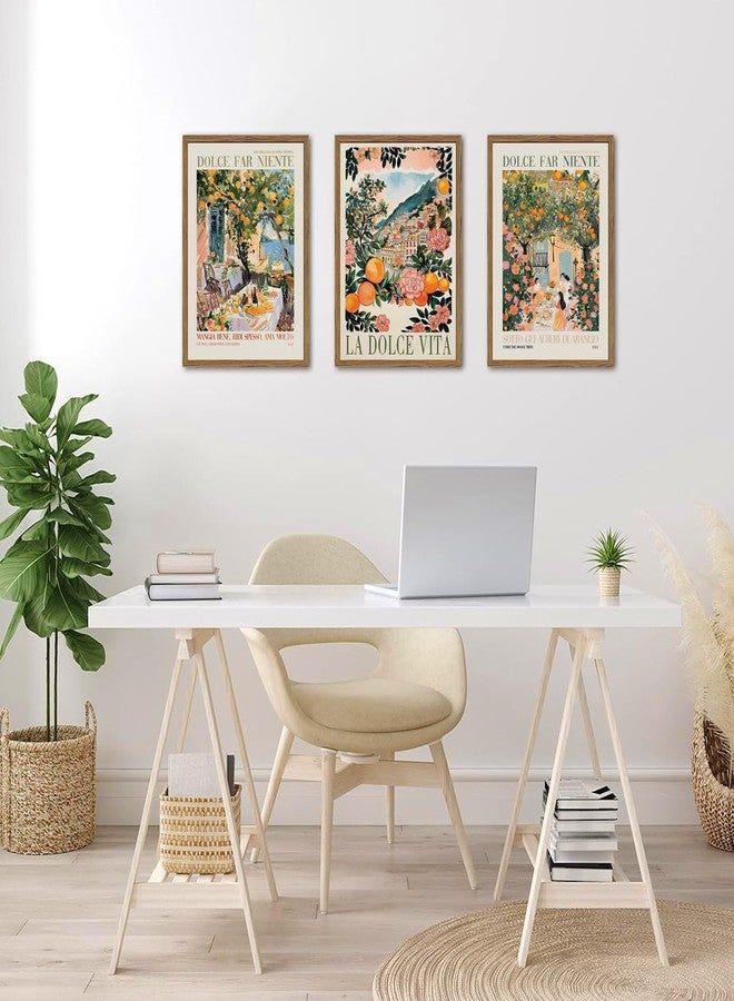 yulihaz Italy Travel Wall Art Set of 3, Amalfi Coast Wall Decor, Trendy Italian Food Kitchen Poster Canvas Prints, Vintage City Landscape Artwork for Dining Room Living Room 12x16 inch Wood Framed - Image 4
