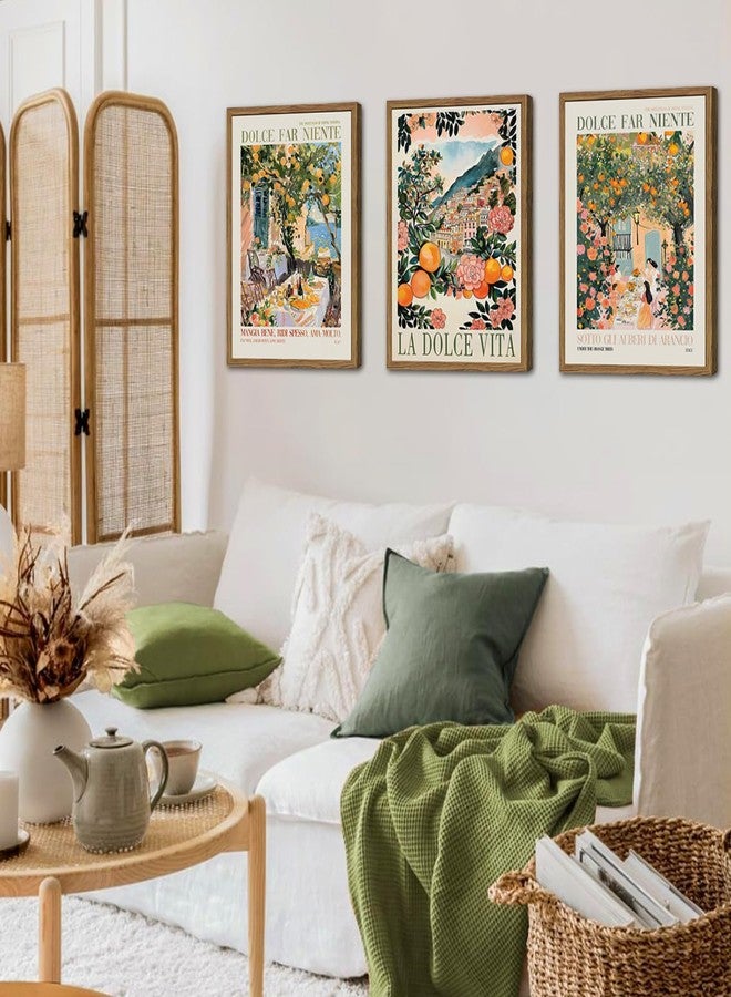 yulihaz Italy Travel Wall Art Set of 3, Amalfi Coast Wall Decor, Trendy Italian Food Kitchen Poster Canvas Prints, Vintage City Landscape Artwork for Dining Room Living Room 12x16 inch Wood Framed - Image 5