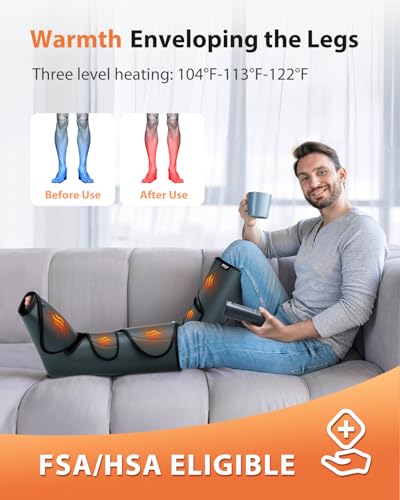 CINCOM Leg Massager with Heat and Compression, Legs Massage for Circulation and Pain Relief, Heating Calf Leg Air Compression Massager Help with Relief Edema - Image 3