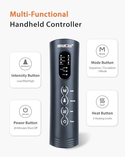 CINCOM Leg Massager with Heat and Compression, Legs Massage for Circulation and Pain Relief, Heating Calf Leg Air Compression Massager Help with Relief Edema - Image 5