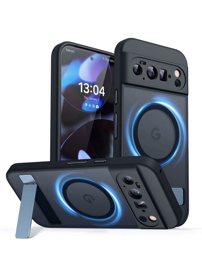CANSHN Magnetic for Google Pixel 10 Pro XL Case(6.8") with Durable Metal Stand, Upgraded [Full Camera Protection] Translucent Matte Back, Hard Case Cover, Black - Image 1