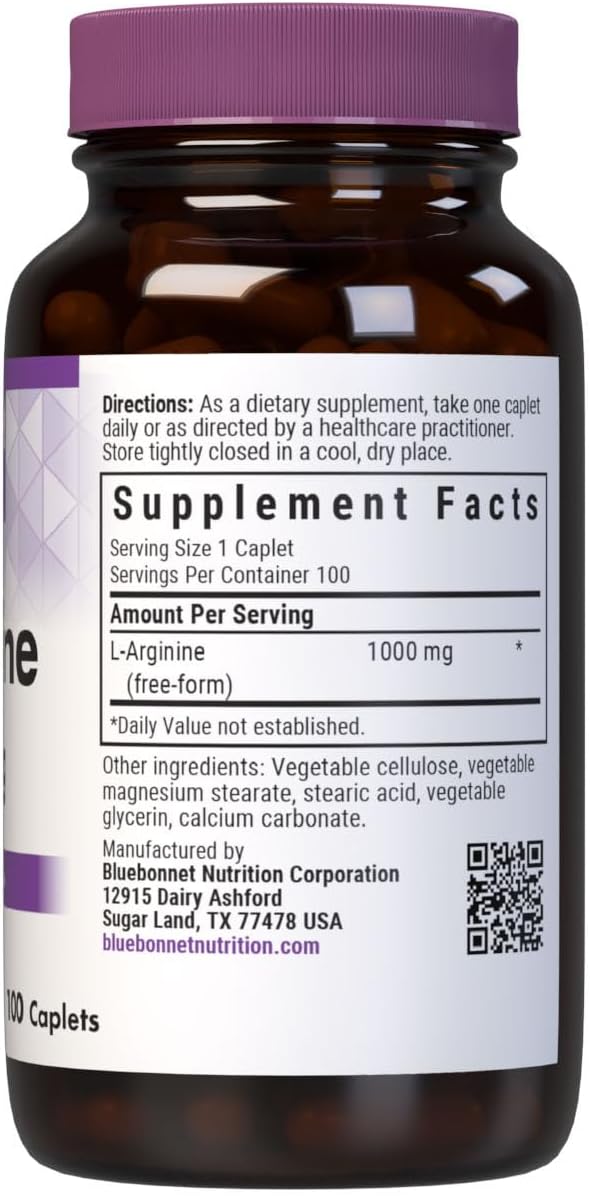 Bluebonnet LArginine 1000 Mg Vitamin Capsules 100 Count - Image 2