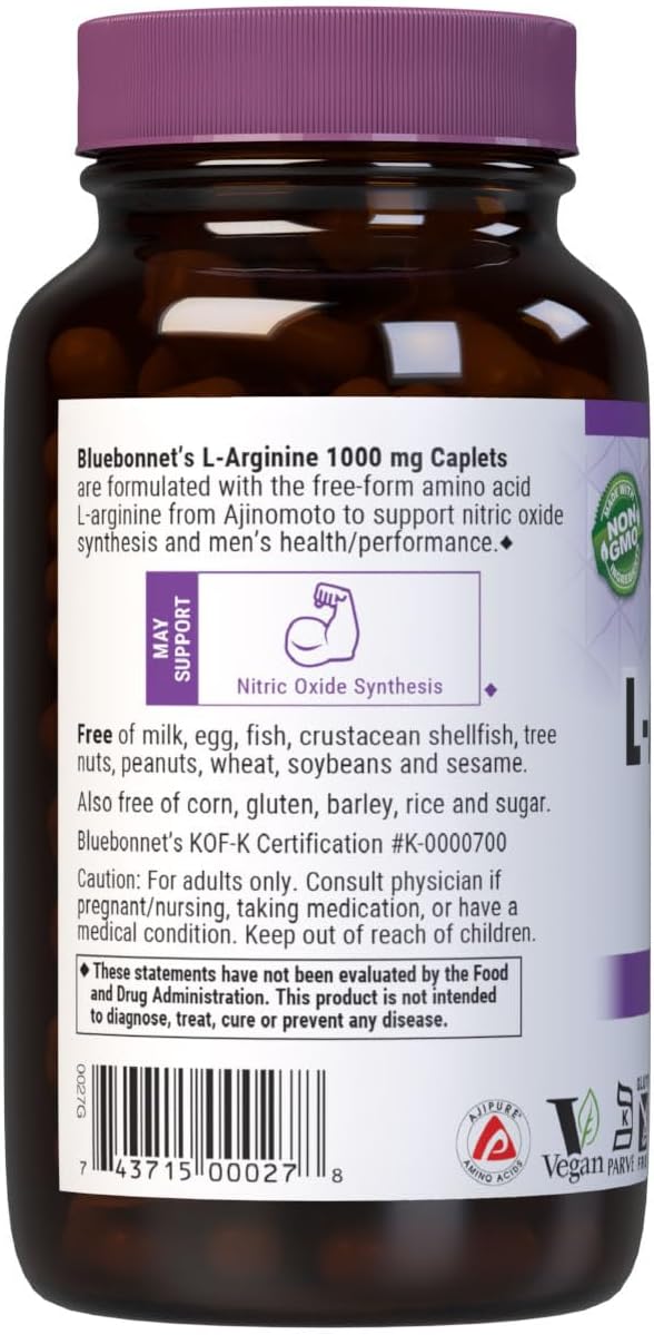 Bluebonnet LArginine 1000 Mg Vitamin Capsules 100 Count - Image 3