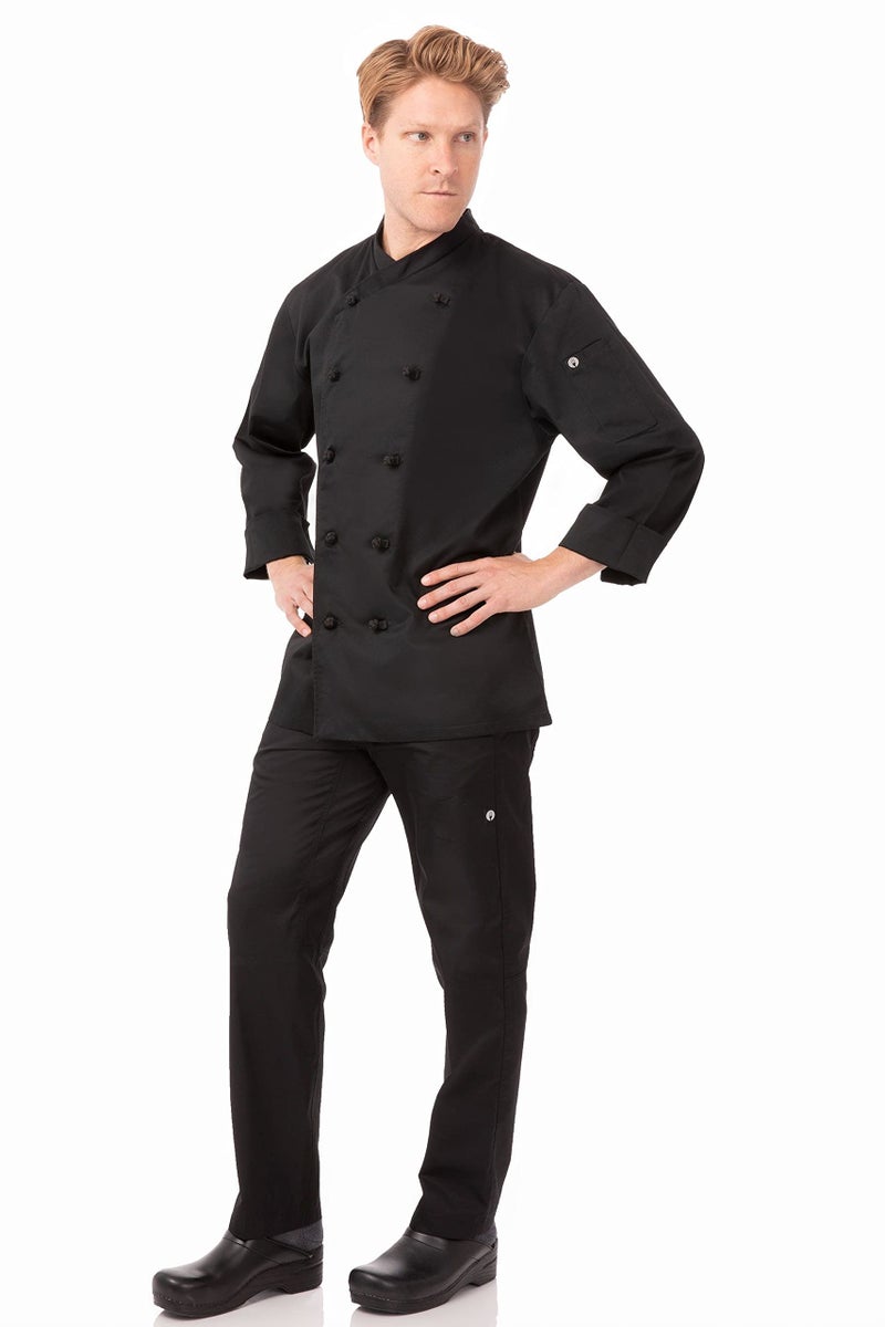 Chef Works Men's Montpellier Chef Coat, Black, Small - Image 3