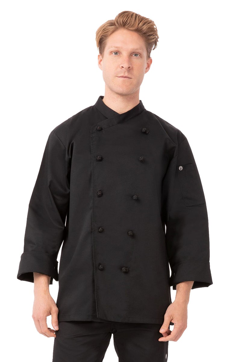 Chef Works Men's Montpellier Chef Coat, Black, Small - Image 4