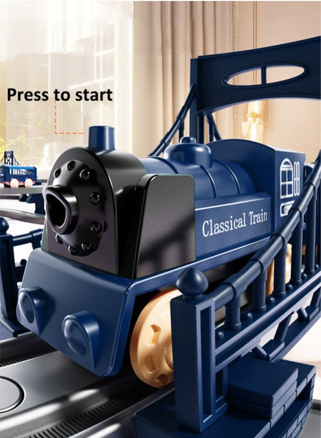 90cm electric rail train playset Electric high-speed rail train toys Assemble the rail train set Model train toys Train toys with tracks Birthday present Toys for boys(blue)