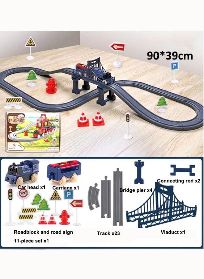 90cm electric rail train playset Electric high-speed rail train toys Assemble the rail train set Model train toys Train toys with tracks Birthday present Toys for boys(blue)