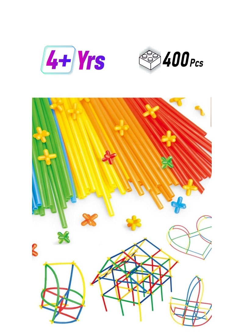 MIXDE 400-Piece Manual DIY Splicing Of Building Blocks Toy, Children's 4D Space Straw Toys, Interlocking Plastic Toy Set  - Image 1