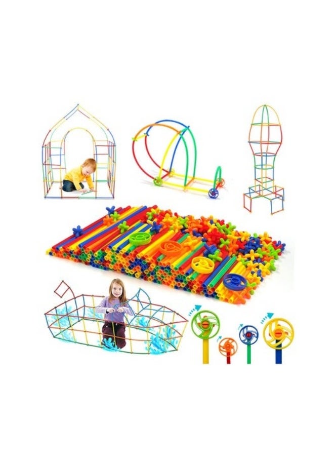 MIXDE 400-Piece Manual DIY Splicing Of Building Blocks Toy, Children's 4D Space Straw Toys, Interlocking Plastic Toy Set  - Image 2