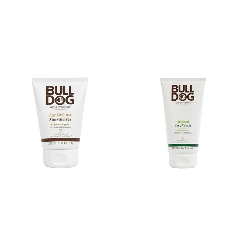BULLDOG Mens Skincare Face Moisturizer Age Defense 3.3oz and Original Face Wash/Scrub 5oz Bundle - Image 1