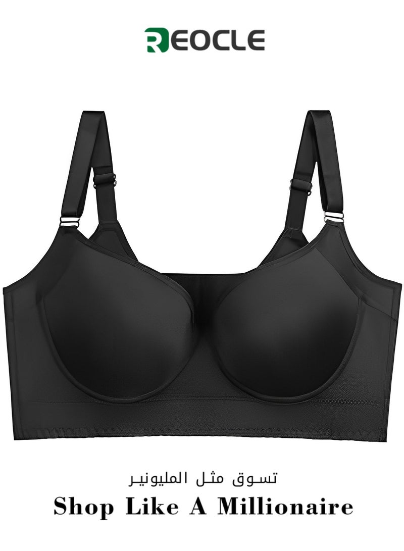REOCLE Women's Deep Cup Bra Hide Back Fat Full Back Coverage Fashion Bra with Shapewear Push Up Bra Sculpting Uplift Bra Sport Bra - Image 1