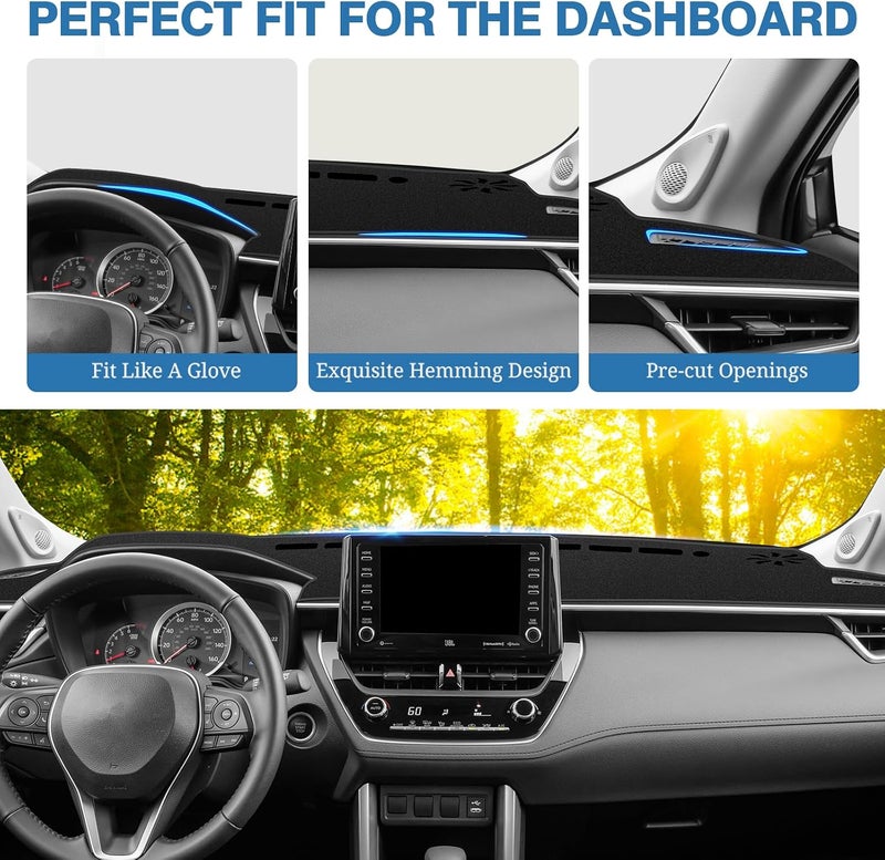 FIILINES Dash Cover for 2022-2026 Toyota Corolla Cross, Dashboard Mat Accessories Dash Cover Sunshade Nonslip Mesh Protector No Glare Black - Image 4