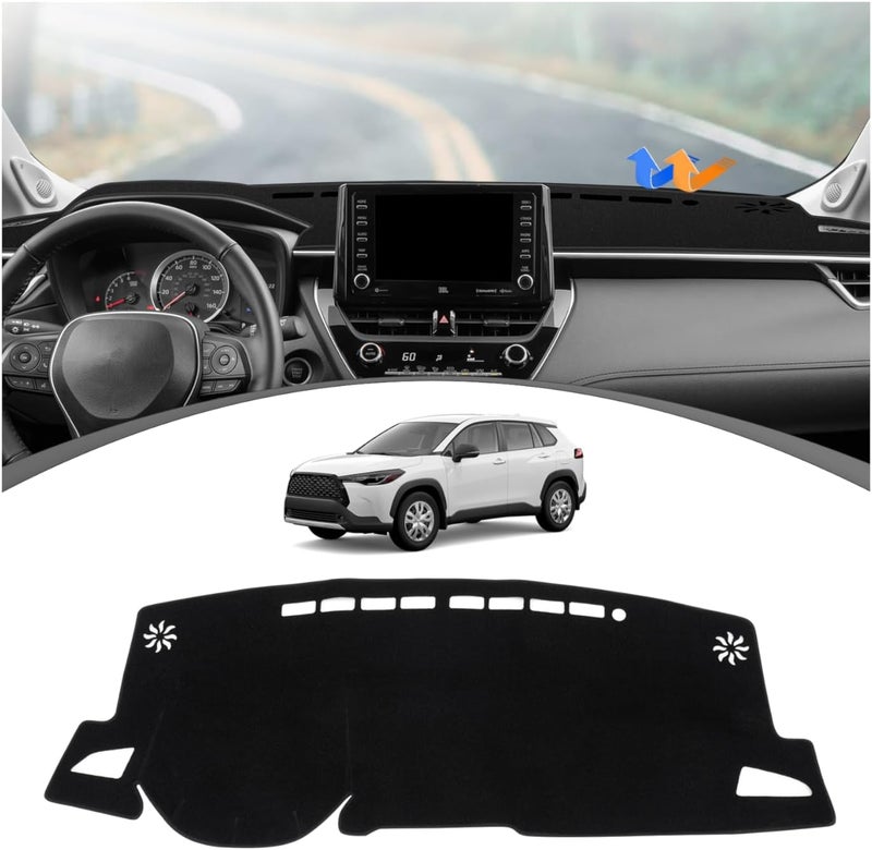 FIILINES Dash Cover for 2022-2026 Toyota Corolla Cross, Dashboard Mat Accessories Dash Cover Sunshade Nonslip Mesh Protector No Glare Black - Image 1