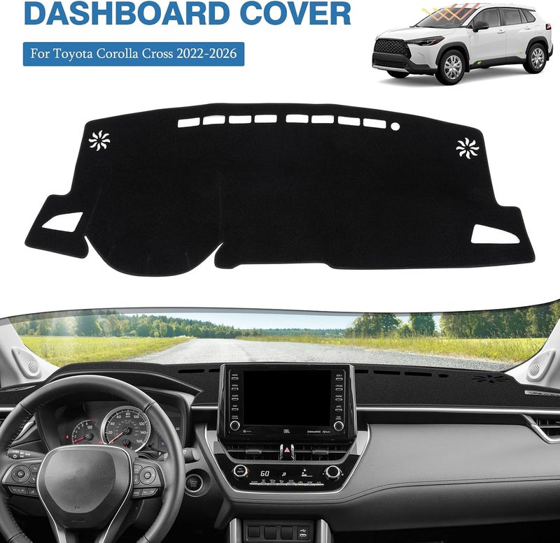 FIILINES Dash Cover for 2022-2026 Toyota Corolla Cross, Dashboard Mat Accessories Dash Cover Sunshade Nonslip Mesh Protector No Glare Black - Image 2