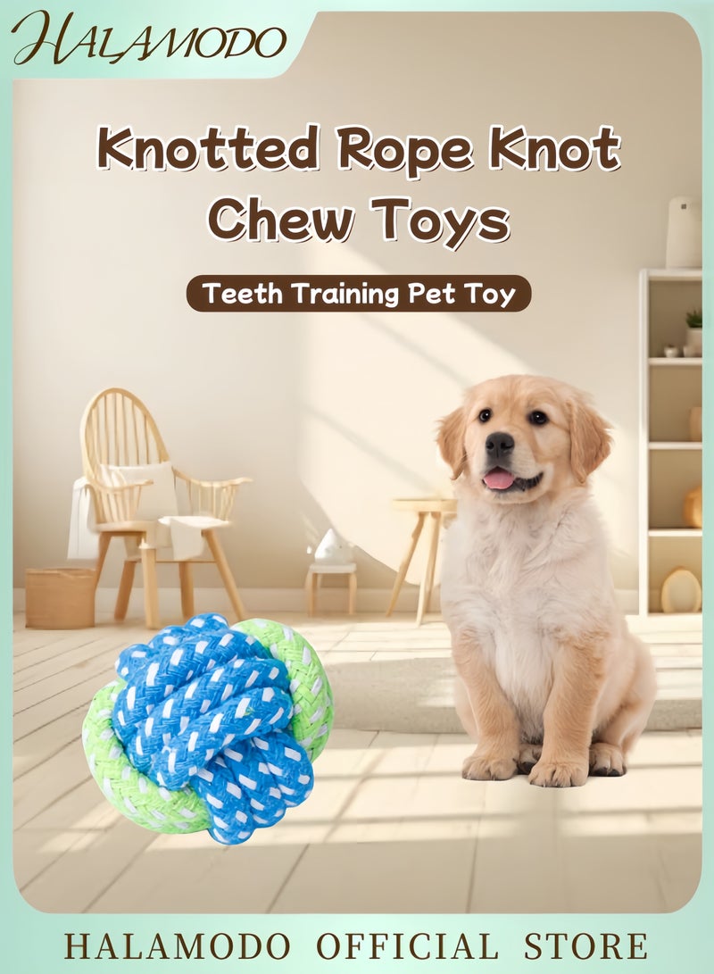 Halamodo لعبة حبل قطني صديقة للبيئة للكلاب لعبة حيوانات أليفة محبوكة مربوطة للكلاب المتوسطة والصغيرة لعبة مضغ متينة للكلاب العدوانية لعبة شد تفاعلية ولعبة ضد الملل - Image 1