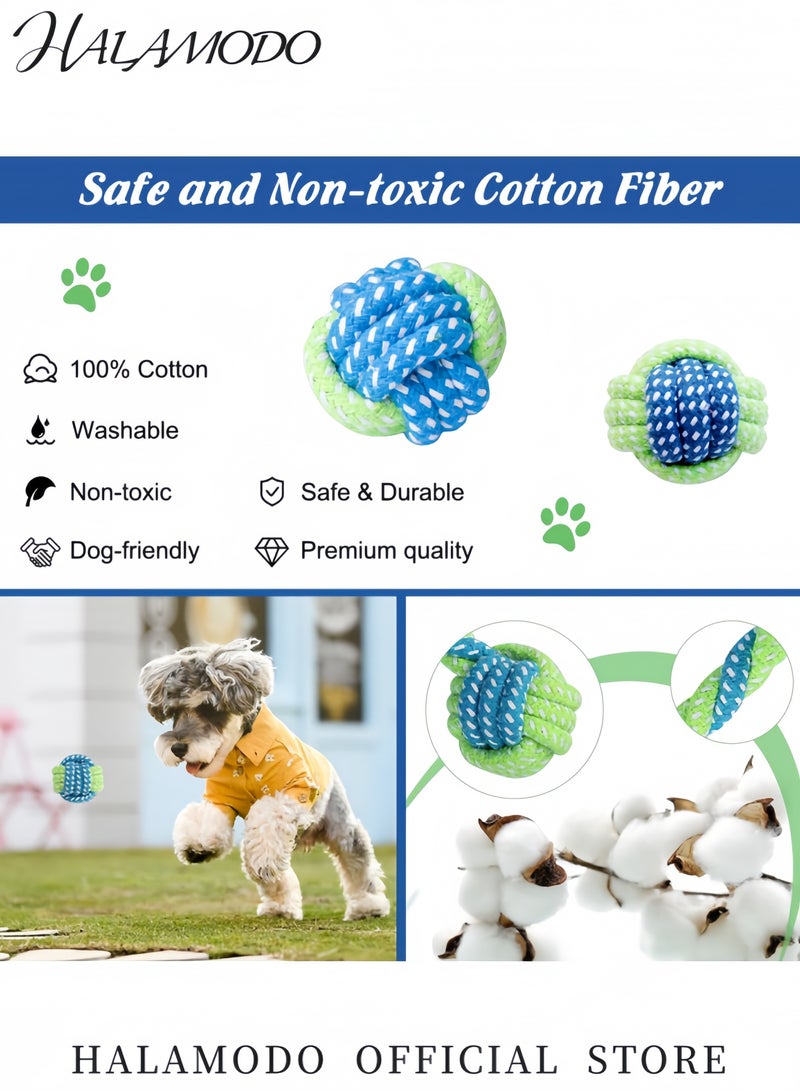 Halamodo لعبة حبل قطني صديقة للبيئة للكلاب لعبة حيوانات أليفة محبوكة مربوطة للكلاب المتوسطة والصغيرة لعبة مضغ متينة للكلاب العدوانية لعبة شد تفاعلية ولعبة ضد الملل - Image 3