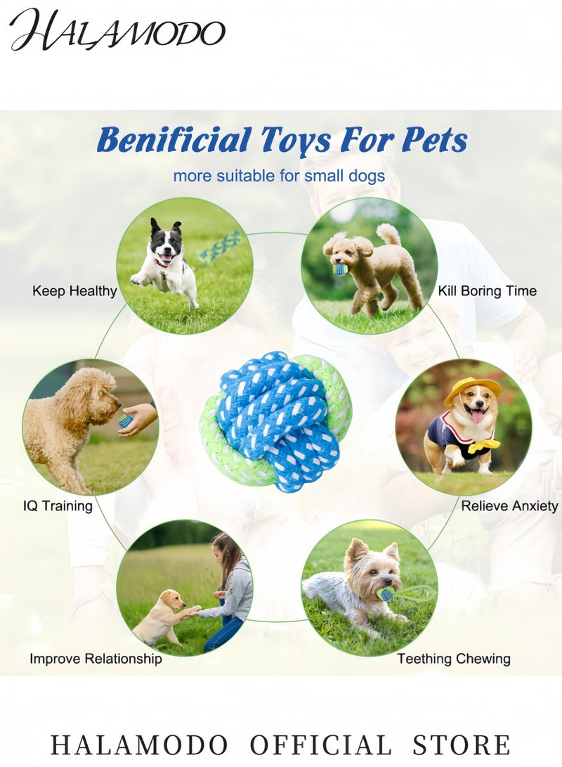 Halamodo لعبة حبل قطني صديقة للبيئة للكلاب لعبة حيوانات أليفة محبوكة مربوطة للكلاب المتوسطة والصغيرة لعبة مضغ متينة للكلاب العدوانية لعبة شد تفاعلية ولعبة ضد الملل - Image 5