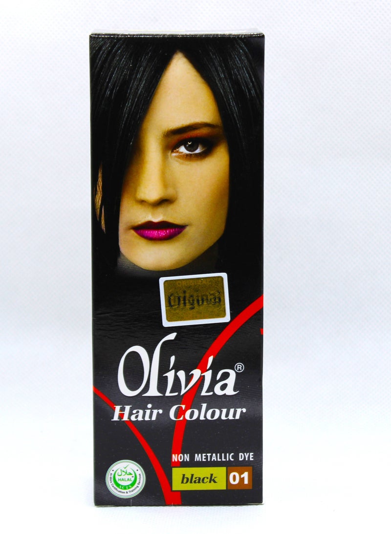 صبغة شعر أوليفيا، أسود 01، صبغة شعر غير معدنية، معتمدة حلال