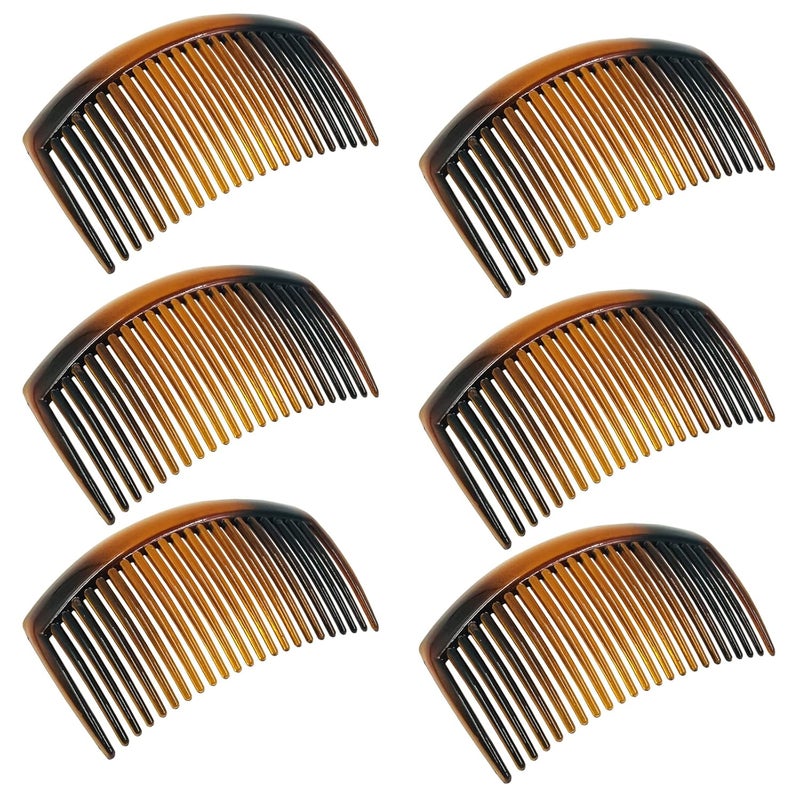 6 Pieces Plastic Side Hair Twist Comb French Twist Comb Hair Clips with Teeth lyfLux Curved Tortoise Shell Decorative Hair Combs 23 Teeth