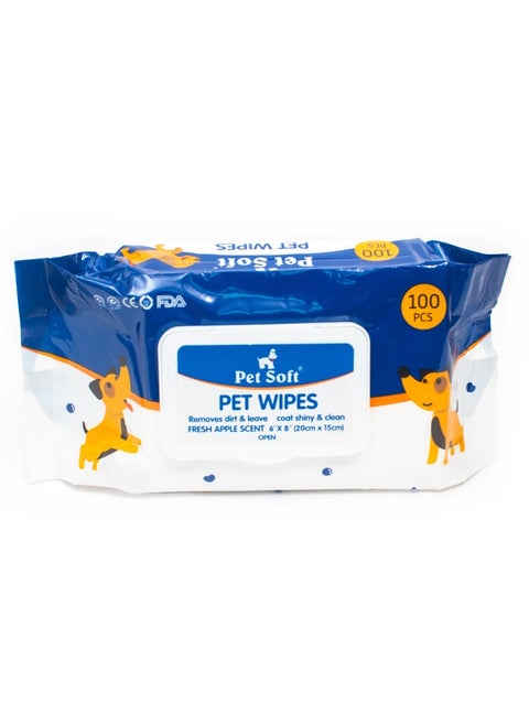 Premium Pet Soft Wipes - Hypoallergenic, Extra Thick, Deodorizing, Grooming Wipes for Dogs and Cats - 100 Sheets